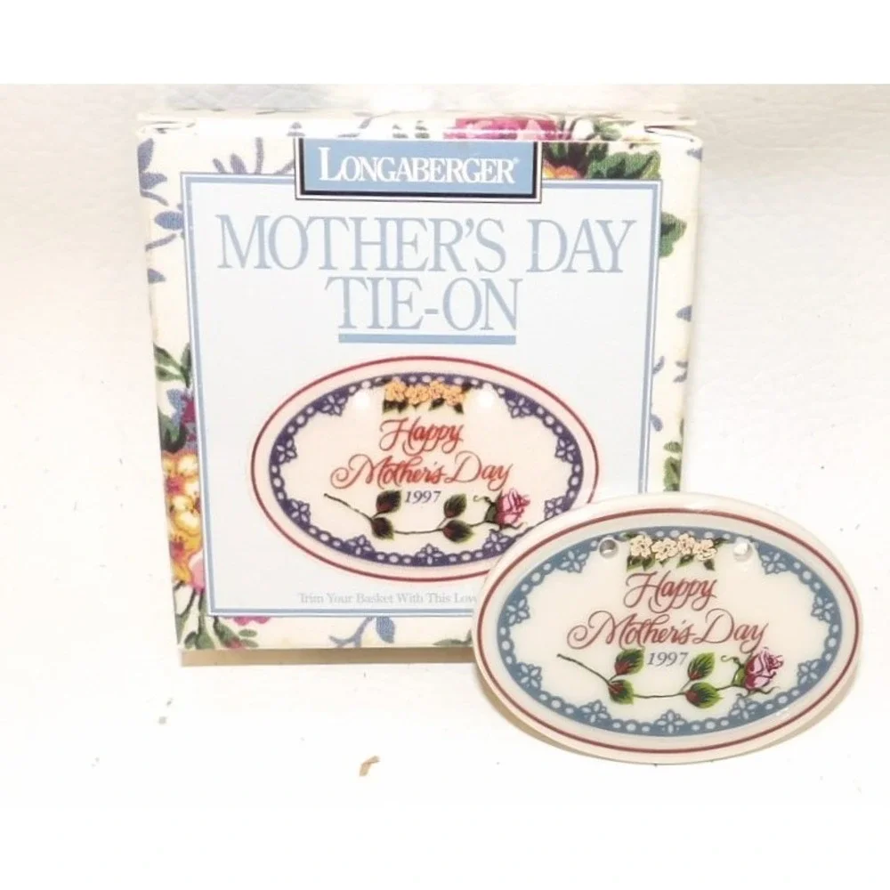 Longaberger Mothers Day Tie-On 1997 Vintage Ceramic Basket Accessory NIB 23418